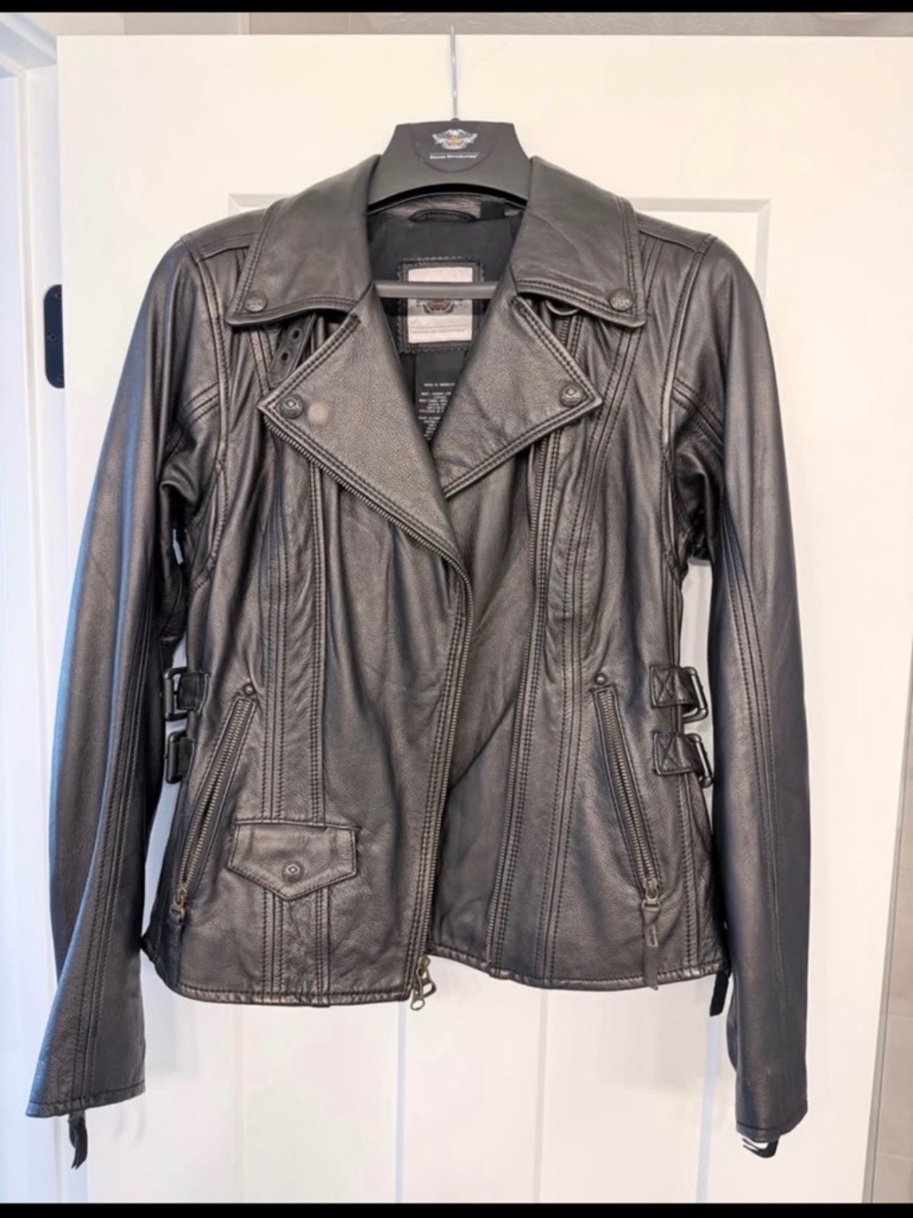 Harley Davidson Authentic Black Leather Motorcycle Jacket - Women's